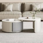 JASIWAY Sintered Stone Top Coffee Table with Footstool