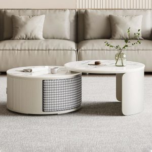 JASIWAY Sintered Stone Top Coffee Table with Footstool
