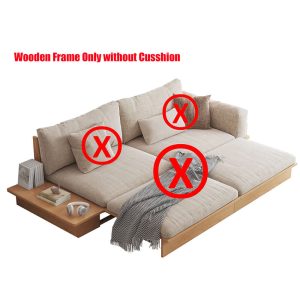 JASIWAY Modern Wooden Pull-Out Sofa Bed Frame Only without Cushion