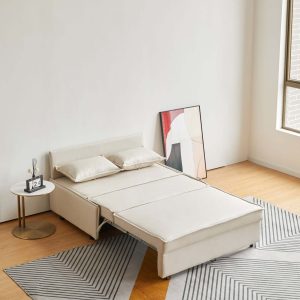 JASIWAY Modern Loveseat Sleeper Upholstered Sofa Bed with Storage