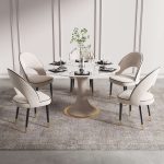 JASIWAY Modern Upholstered Beige Dining Chair Velvet Side Chairs Open Back (Set of 2)