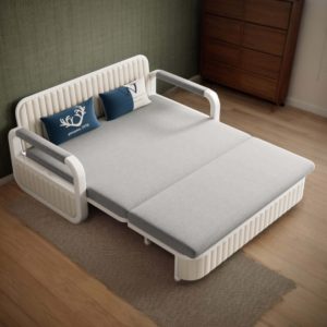 JASIWAY Two-Seaters Sofa Bed Cotton Linen Upholstered Storage with Square Arm