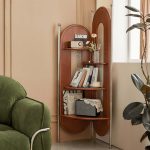 JASIWAY Solid Wood Corner Cabinet Retro Style Triangle Bookshelf