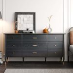 JASIWAY 63in Wide 9 Drawer Sideboard Kitchen Furniture Storage Cabinets