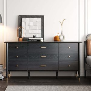 JASIWAY 63in Wide 9 Drawer Sideboard Kitchen Furniture Storage Cabinets