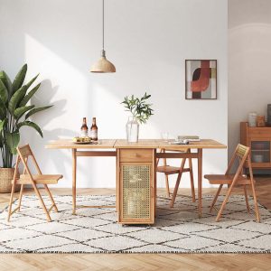 JASIWAY Foldable Solid Wood Dining Chairs (Set of 2)