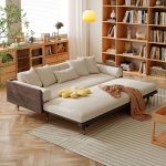 JASIWAY 3 Seater Sofa Bed with Wooden Frame – Pull-Out Design, Modern Convertible Couch