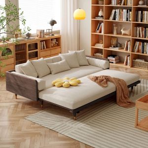 JASIWAY 3 Seater Sofa Bed with Wooden Frame – Pull-Out Design, Modern Convertible Couch