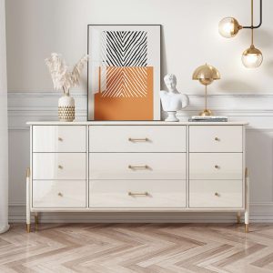 JASIWAY Beige Storage Cabinet with Drawers