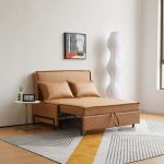 JASIWAY 35.4" Brown  Modern Double Loveseat Sleeper Durable and Easy to Clean Sofa Bed