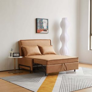 JASIWAY 35.4" Brown  Modern Double Loveseat Sleeper Durable and Easy to Clean Sofa Bed