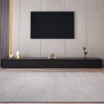 JASIWAY Modern Black Rectangular TV Stand Wood Media Console 4 Drawers for TVs Up to 88"