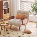 JASIWAY 3-in-1 Beige Folding Sofa Bed Cotton & Linen Convertible Sofa