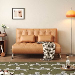 JASIWAY Retro Leather Lazy Barcelona Sofa Chair with Metal Leg