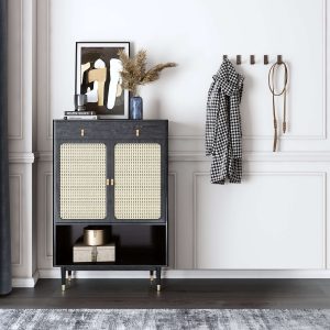 JASIWAY Shoe Storage Cabinet Black