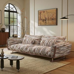 JASIWAY Multicolor Striped Comfy Vintage Couch – Big Upholstered Sofa for Living Room