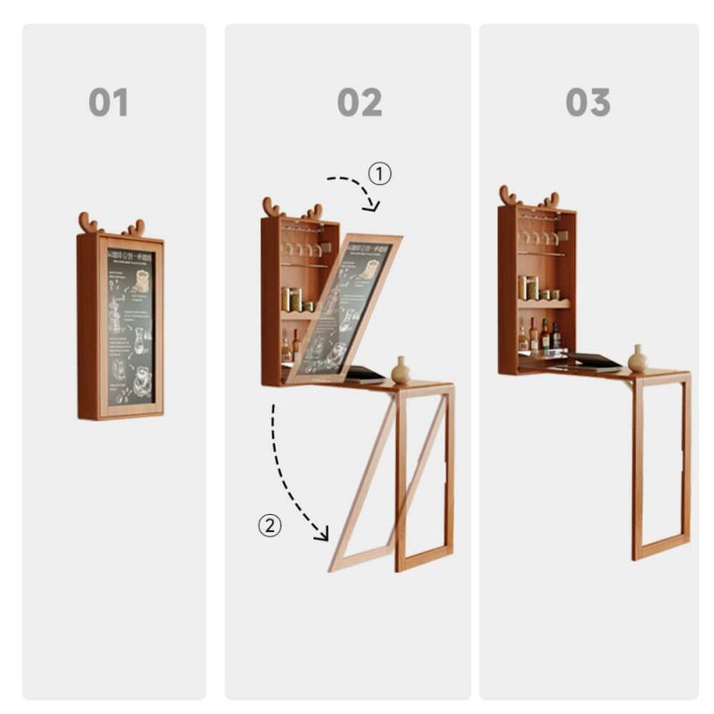 JASIWAY Foldable Solid Wood Bar Table Organizer