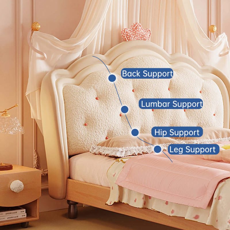 JASIWAY Modern Cream Style Wooden Kids Princess Bed in Pink & White