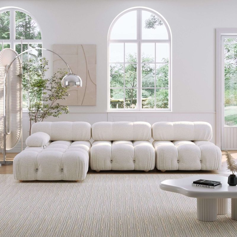JASIWAY Velvet  3 Seaters Left or Right Hand Facing Sofa & Chaise