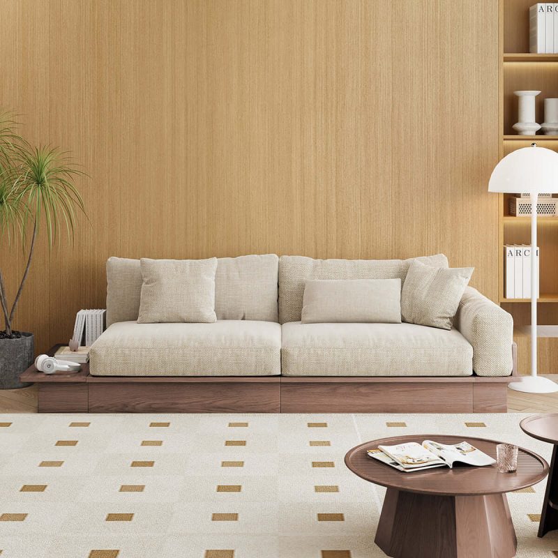 JASIWAY Modern Pull-Out Floor Sofa Bed with Reversible Armrests & Lift-Top Storage
