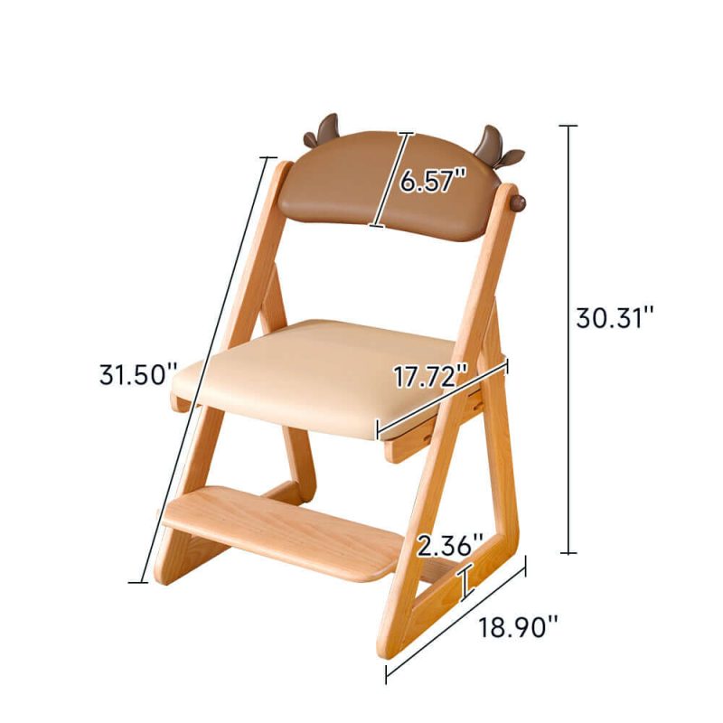 JASIWAY Adjustable Height Writing Chair Learning Chair with Backrest