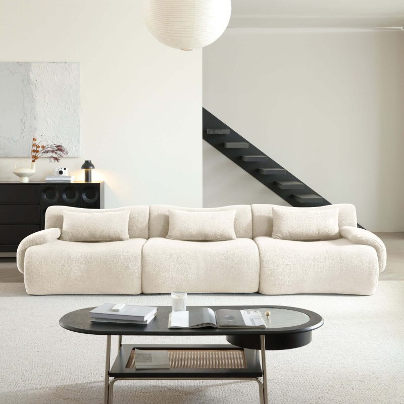 JASIWAY Modern Teddy Velvet Upholstered Sectional Sofa Modular Sofa