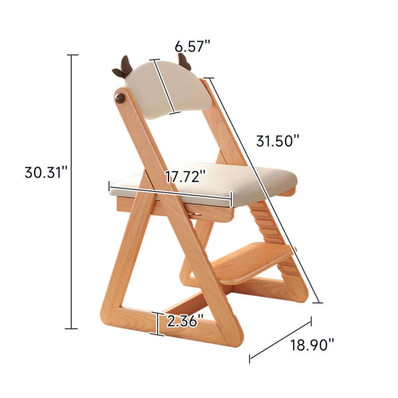 JASIWAY Adjustable Height Writing Chair Learning Chair with Backrest