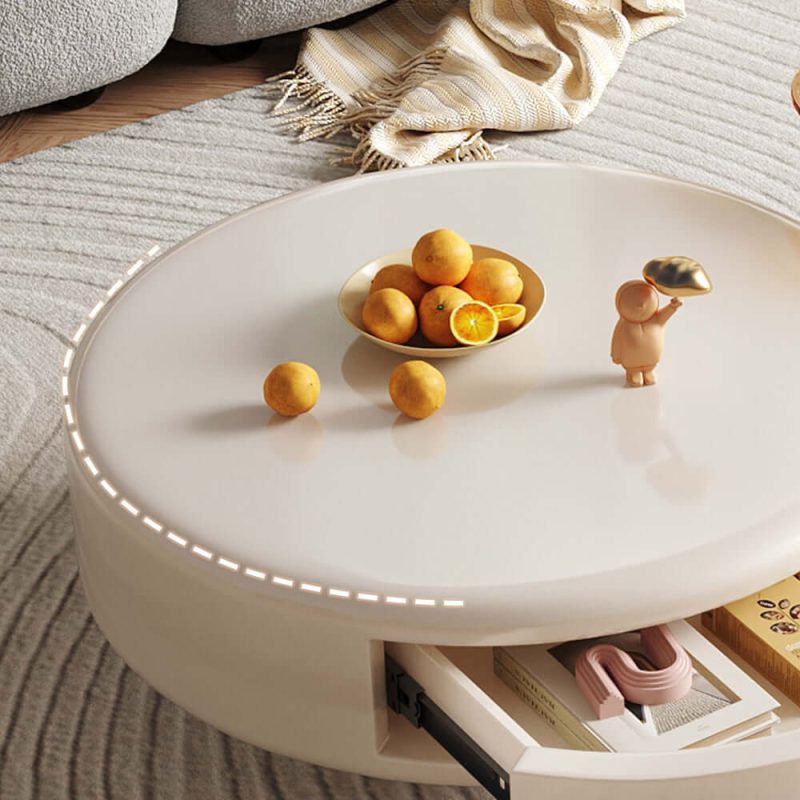 JASIWAY Round Rotating Nesting Coffee Table Set of 2 Tea Glass Side Table with 2 Drawers