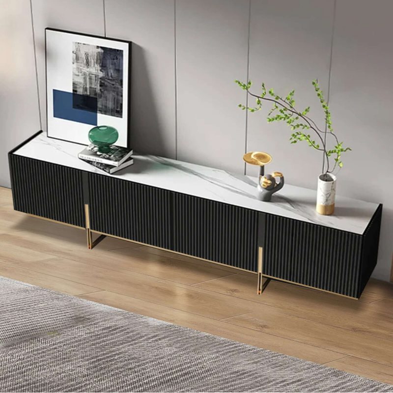 JASIWAY 86.6" Media Console TV Stand for TVs up to 88" Faux Marble Top with Storage