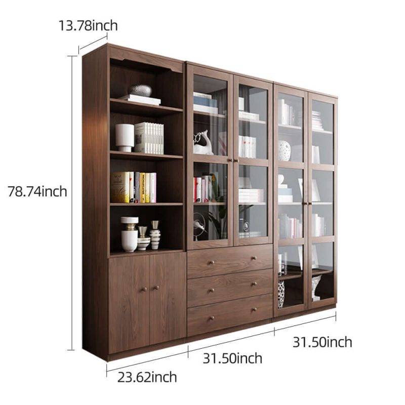 JASIWAY Modern Floor-to-Ceiling Bookshelf with Doors - Modular Storage Cabinet