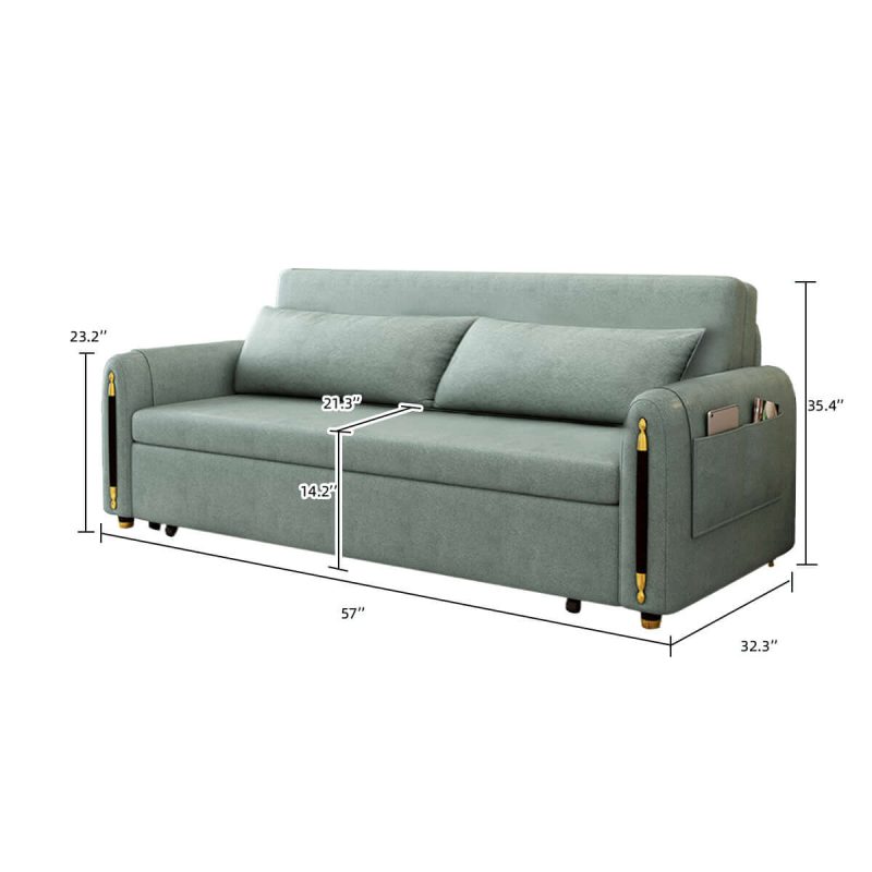 JASIWAY Green Convertible Sofa Bed Comfortable Cushion Seat with Storage Pocket