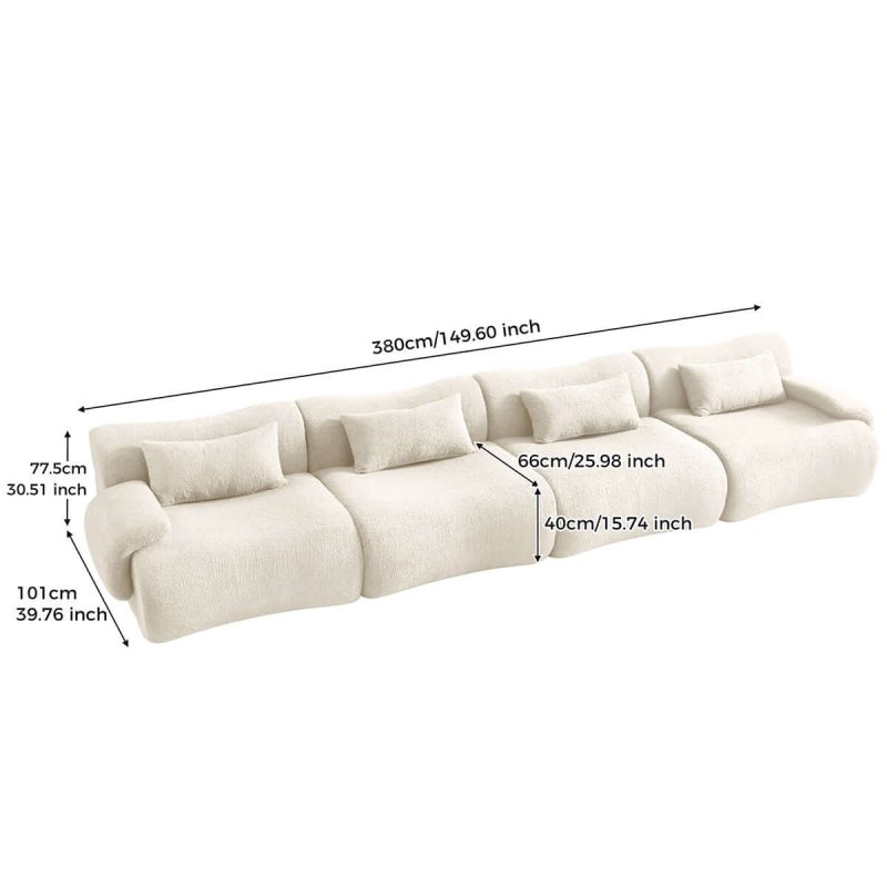 JASIWAY Modern Teddy Velvet Upholstered Sectional Sofa Modular Sofa
