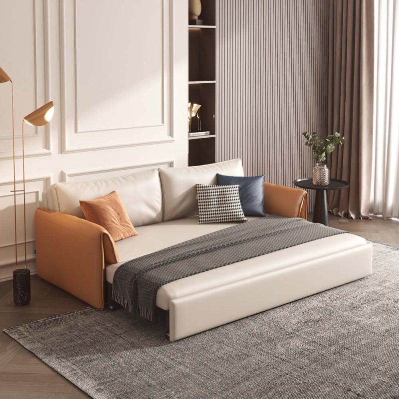 JASIWAY Convertible Sleeper Sofa Stylish Design Leather Sofa Bed with Metal Frame