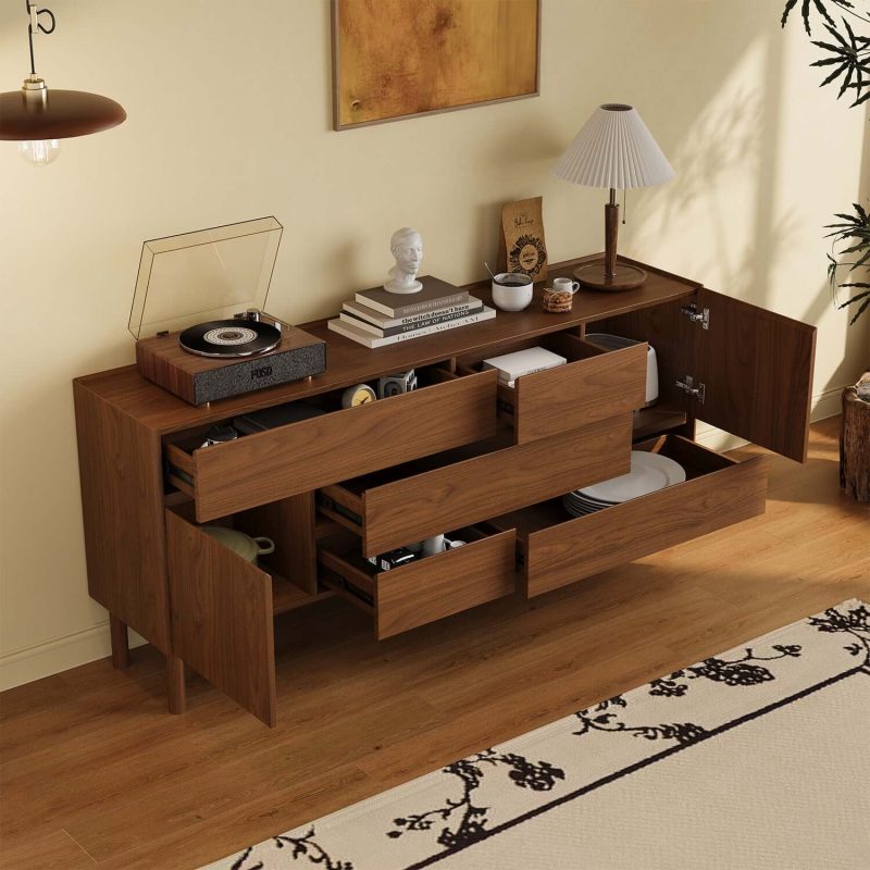 JASIWAY Wooden Retro Accent Cabinet with Drawers