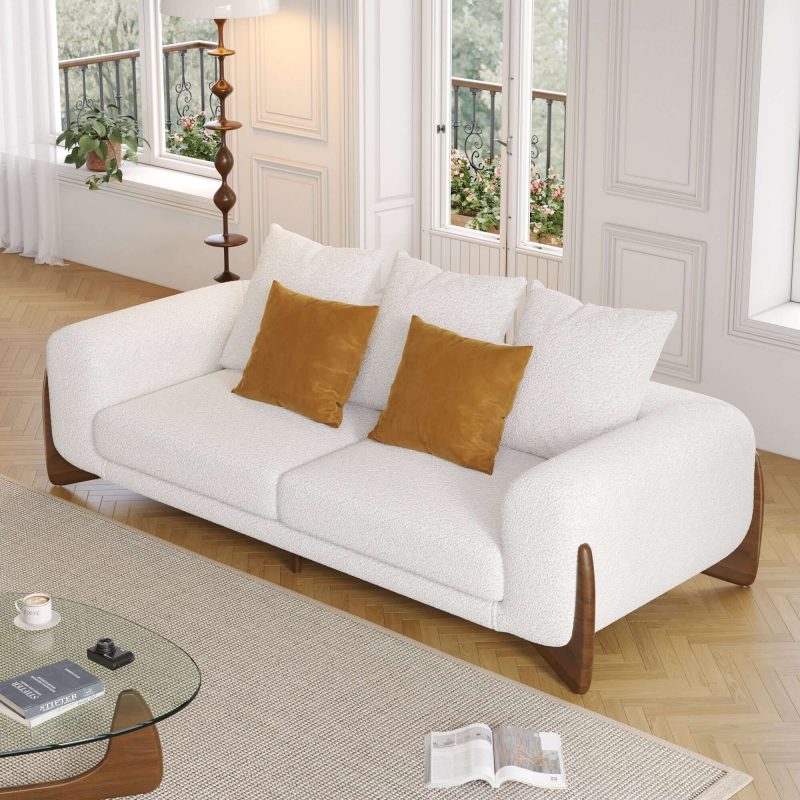 JASIWAY 89 Inches Modern 3 seater sofa with Solid Wood Legs