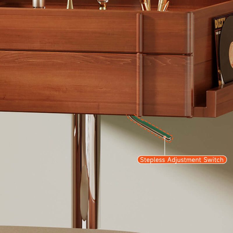 JASIWAY Vintage Style Solid Wood Movable Small Vanity Table with Flip-Top Mirror