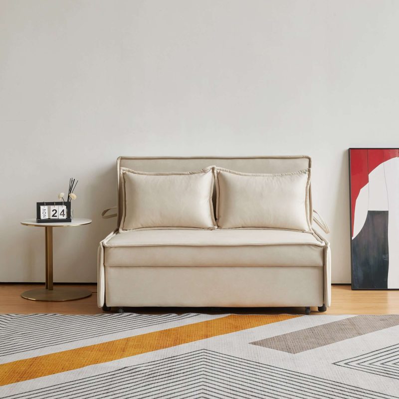 JASIWAY Modern Loveseat Sleeper Upholstered Sofa Bed with Storage
