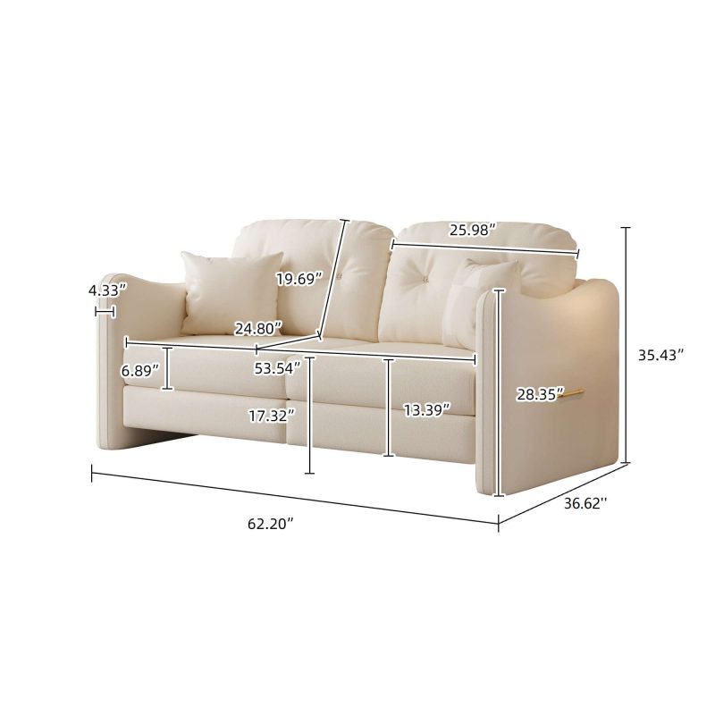 JASIWAY 62.2”Modern Living Room Beige Sofa