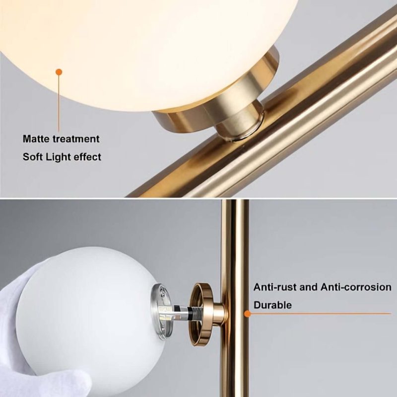JASIWAY Modern LED Black 9-Light Tree Floor Lamp White Glass Globe