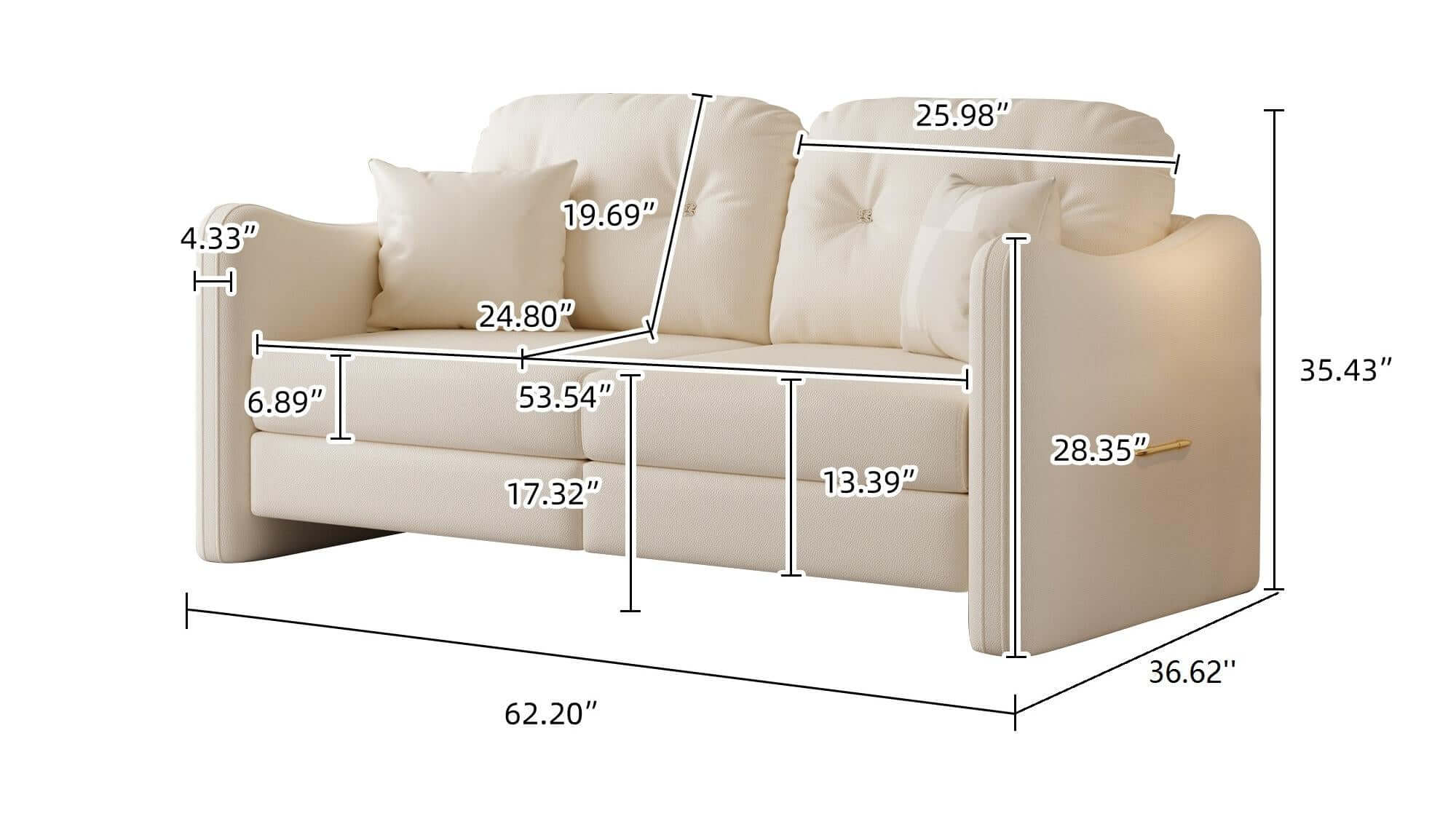 Dimension of 62.2”Modern Living Room Beige Sofa