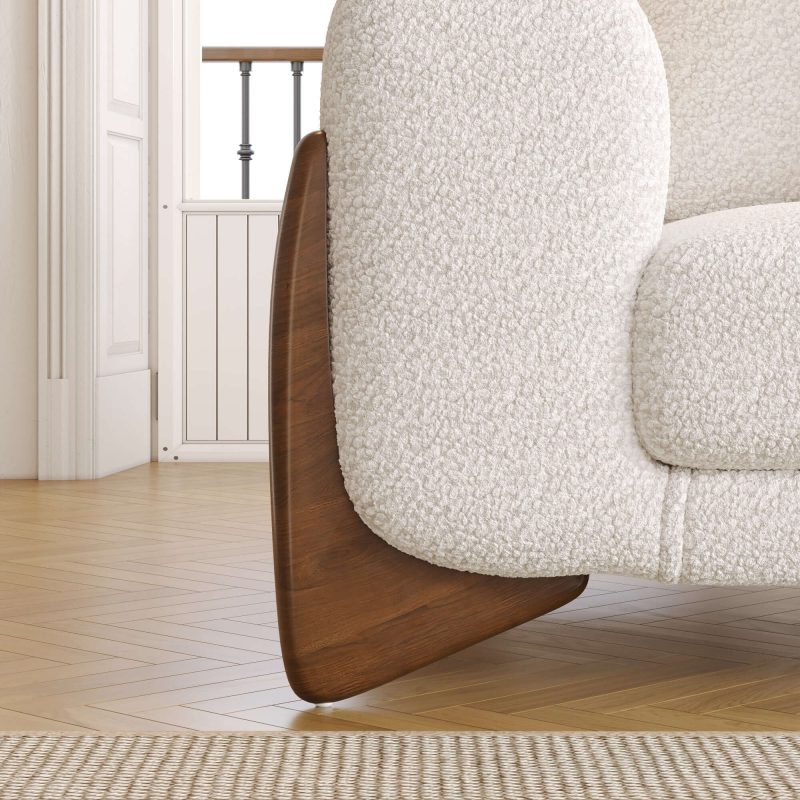 JASIWAY 89 Inches Modern 3 seater sofa with Solid Wood Legs