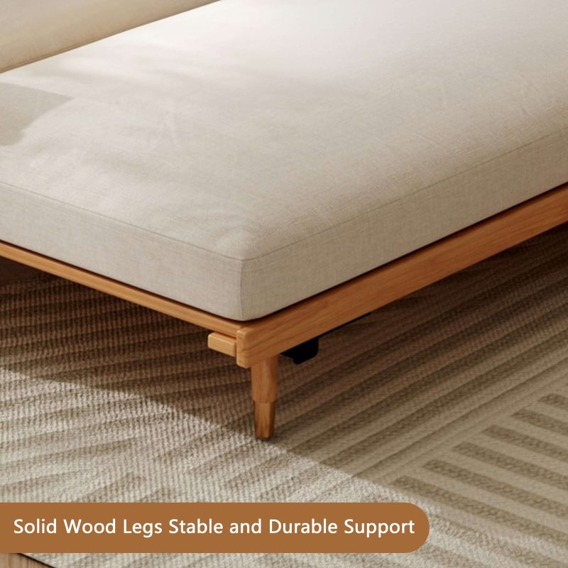 JASIWAY 82.68 Inches Modern Retractable Solid Wood Sleeper Sofa Bed