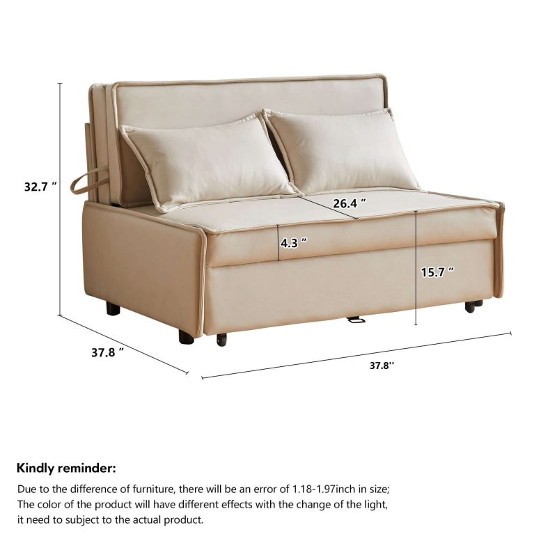 JASIWAY Modern Loveseat Sleeper Upholstered Sofa Bed with Storage