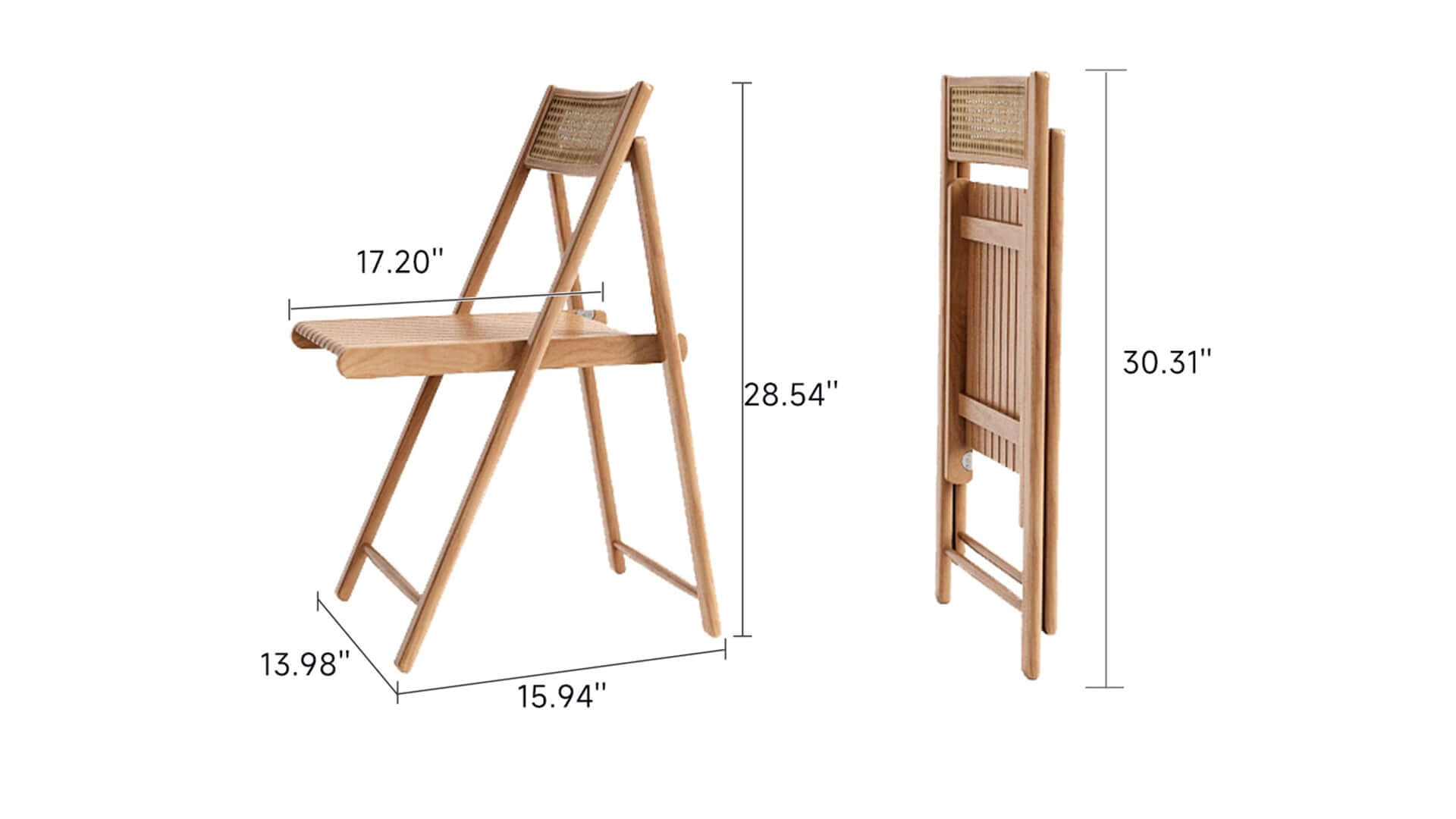 Dimension of Foldable Solid Wood Dining Chairs (Set of 2)