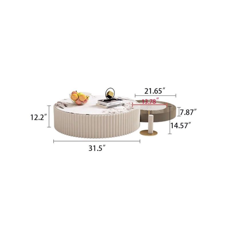 JASIWAY White & Grey Nesting Coffee Table Set of 3 with Storage & Stone Top