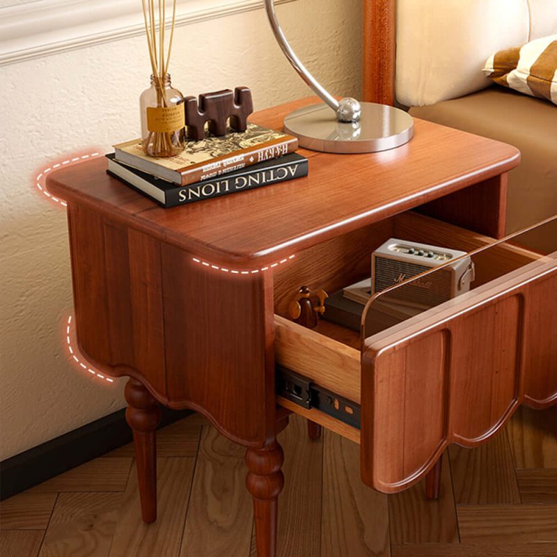 JASIWAY Solid Wood Bedside Table Storage Cabinet for Bedroom