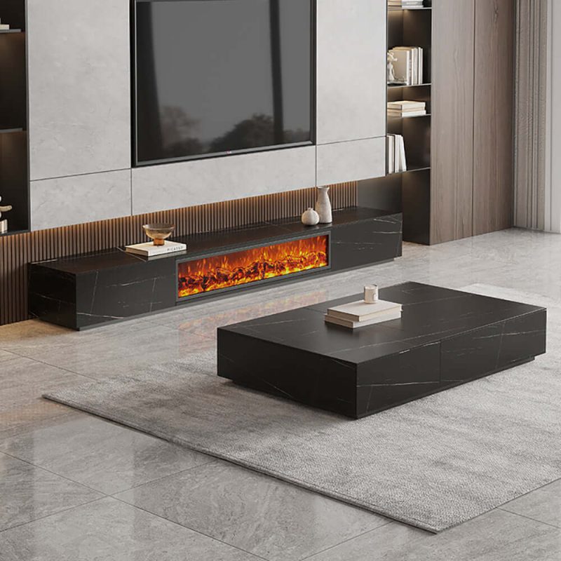 JASIWAY Electric Fireplace Wood Storage TV Stand 70.8" & 78.7" Options