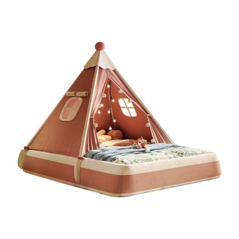 JASIWAY Christmas-Themed Upholstered Kids Tent Bed – Safe & Festive Play and Rest Space
