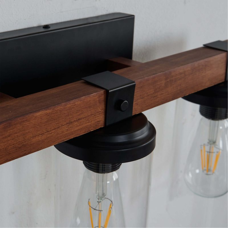 JASIWAY 3-Light Metal Frame Modern Wall Sconce with Clear Glass Shades  Vanity Lights Over Mirror