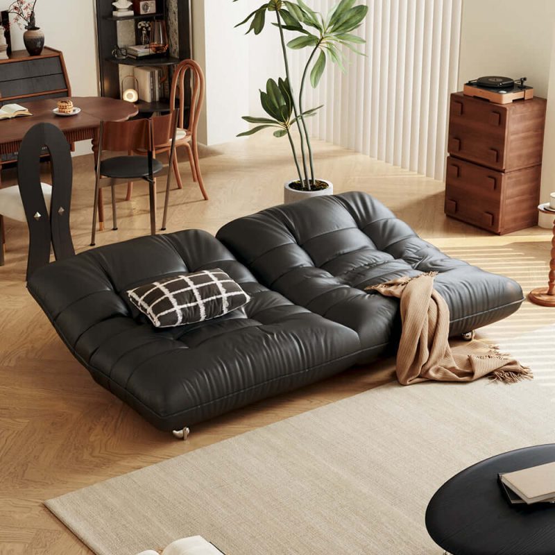 JASIWAY Togo Style Leather Sleeper Sofa Bed without Arms